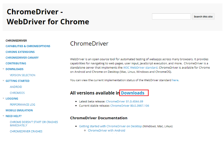 Chromedriver exe download